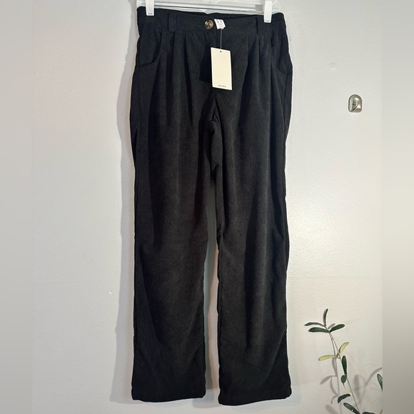 Halara High Rise Button Zipper Side Pocket Corduroy Casual Pants small black - Picture 5 of 6